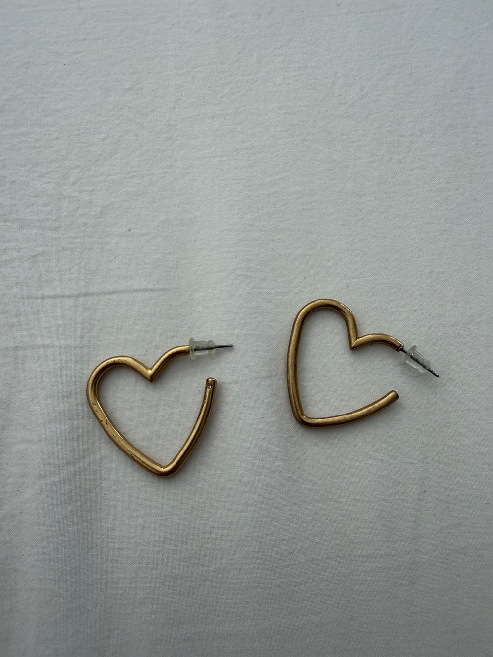 J. Crew Antiques Gold Heart Hoop Earrings